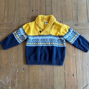 Janie and Jack navy Fairisle cowl neck sweater